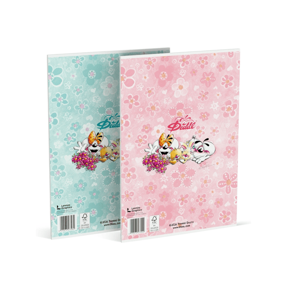 Diddl Schrift A4 Geruit 5mm Assortiment Blauw/roze