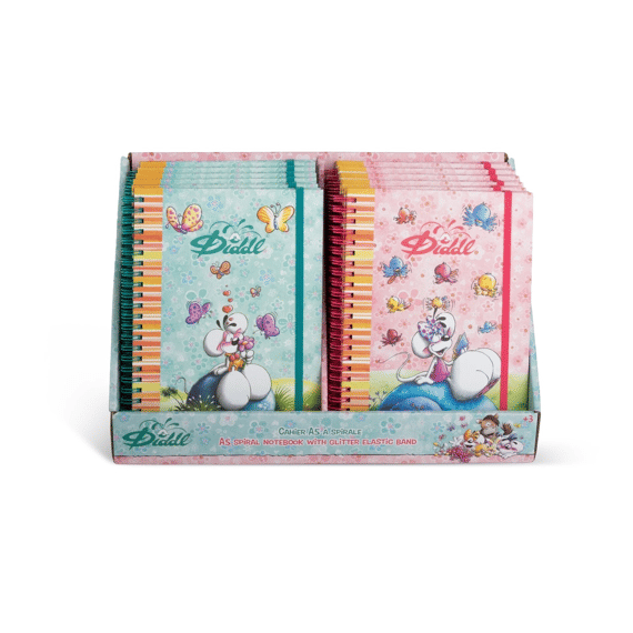 Diddl Notitieboek Spiraal Met Glitterelastiek A5 Assortiment