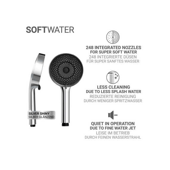 Wenko Handdouche Softwater Dia 120mm Chroom/zwart