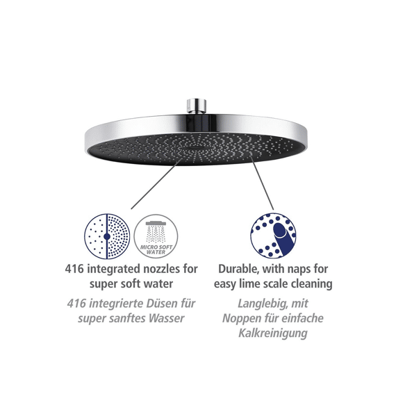 Wenko Regendouche Softwater Dia 260mm Chroom/zwart
