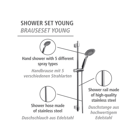 Wenko Doucheset Young 66cm Chroom Rvs
