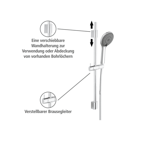 Wenko Doucheset Waterbesparend 70cm Chroom Rvs