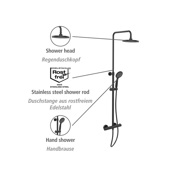 Wenko Regendoucheset Young Eco Met Thermostatische Mengkraan Zwart