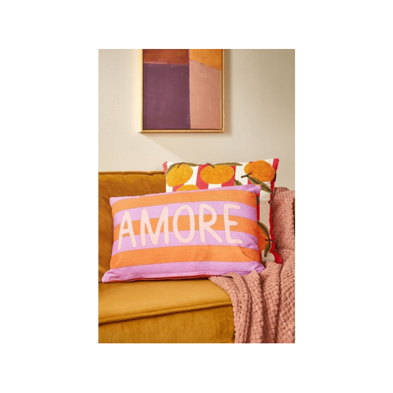 Kussen Streep Oranje Amore - L55xb35xh10cm