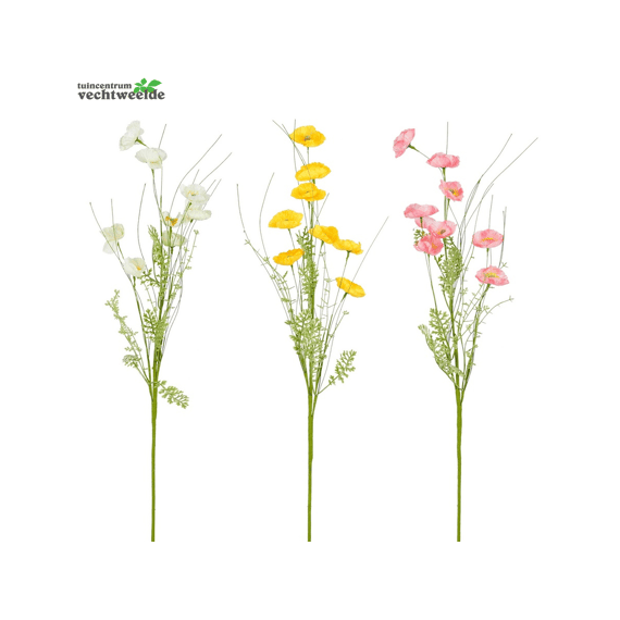 Klaproos Geel Creme Roze - L88cm 3assortiment