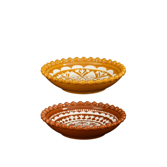 Layla Schaal Terra Oker - H3,5xd14,5cm 2assortiment