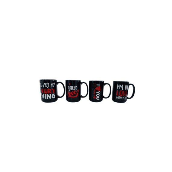 Mok Love Tekst Assortiment Van 4