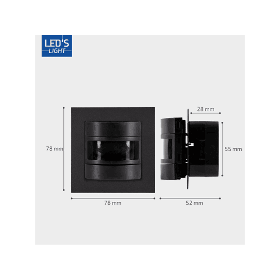 Led's Light Pir Bewegingssensor Flush-mounted 180° Zwart