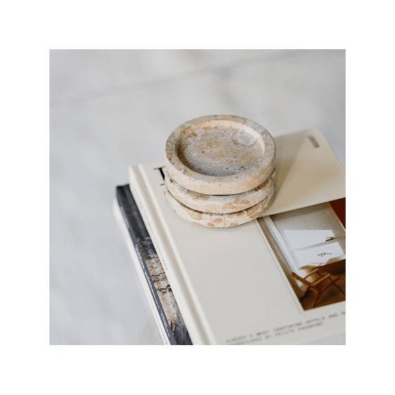 Salt&pepper Opus Glasonderzetter 10cm 4stuks Marmer Beige