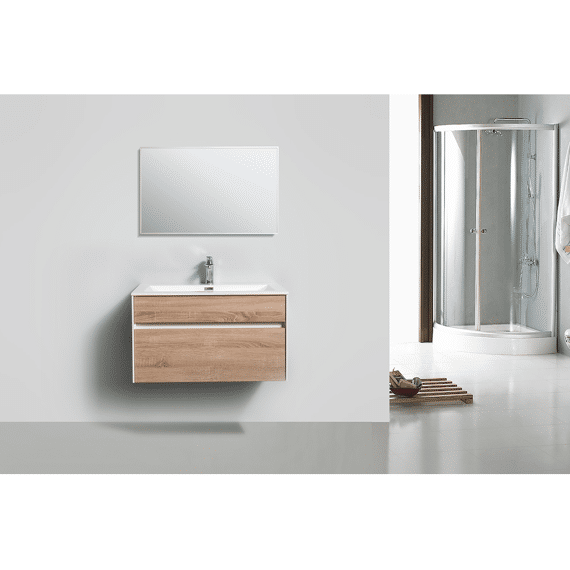 Roma Onderkast/wastafel/spiegel 80cm Wit/wit Eiken