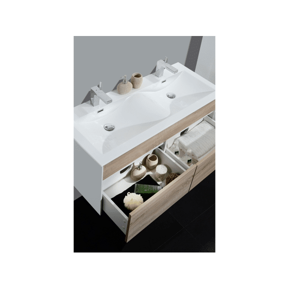 Roma Onderkast/wastafel/spiegel 120cm Wit/wit Eiken