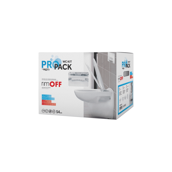 Aloni Pro Hangtoilet - Randloos - Met Zitting - 35,5x41x54.5cm - Glanzend Wit