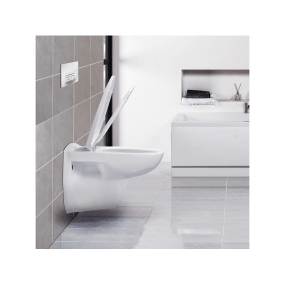 Aloni Pro Hangtoilet - Randloos - Met Zitting - 35,5x41x54.5cm - Glanzend Wit