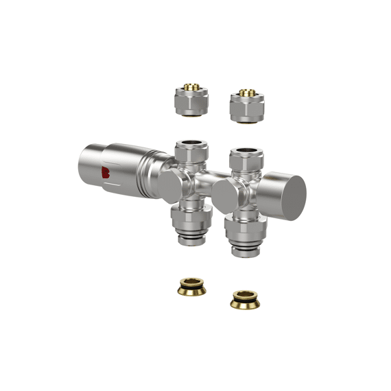 Belrad Thermo Radiatorkraan Muur- En Vloeraansluiting Geborsteld Rvs