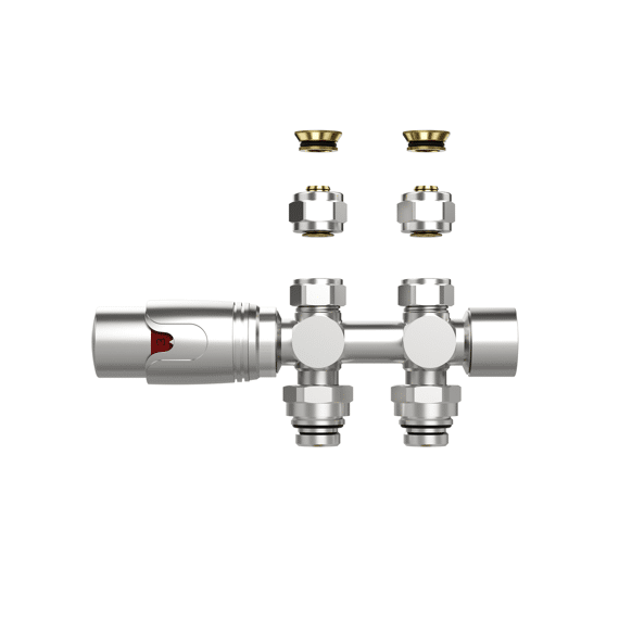 Belrad Thermo Radiatorkraan Muur- En Vloeraansluiting Geborsteld Rvs
