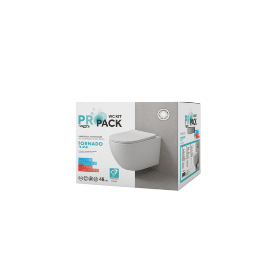 Aloni Pro Hangtoilet - Tornado Flush - Met Zitting - 36x32x49cm - Glanzend Wit