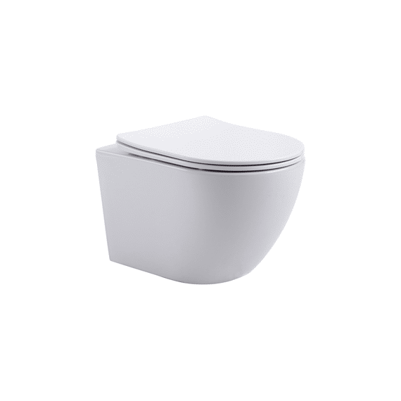 Aloni Pro Hangtoilet - Tornado Flush - Met Zitting - 36x32x49cm - Glanzend Wit