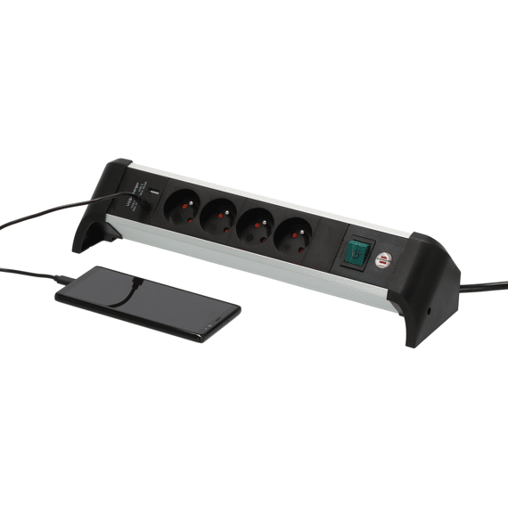 Alu-office-line Stekkerblok Met Usb A En Usb C 4-voudig 1,8m