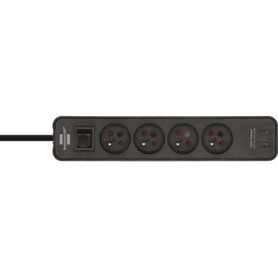 Ecolor Stekkerblok Met 2x Usb C 4-voudig 1,5m Zwart