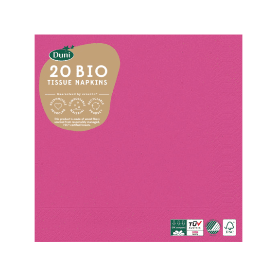 Duni Bio Servet 3-laags 33x33cm 20stuks Fuchsia