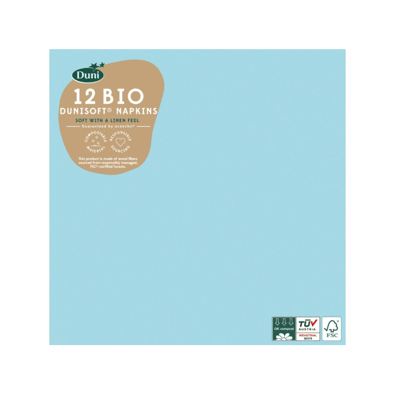 Duni Bio Dunisoft Servetten 40x40cm 12stuks Munt Blauw