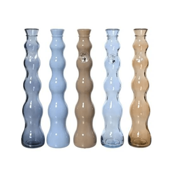 Vaas Recycled Glas D.7cm X H.32cm 5 Assortiment