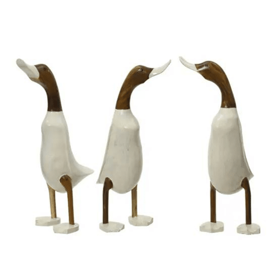 Eend Albesia Hout L.15cm X W.13cm X H.38cm Wit/kleur 3 Assortiment