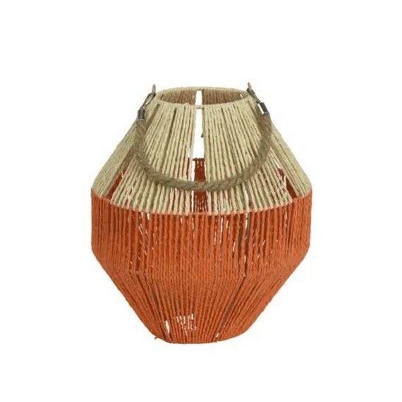 Lantaarn Papiertouw D.28cm X H.32cm Oranje/kleur