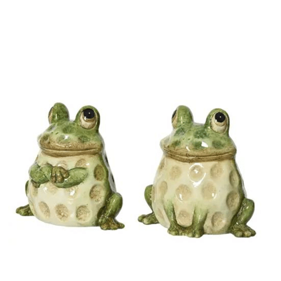 Kikker Terracotta L.9.5cm X W.13cm X H.13cm Groen 2 Assortiment