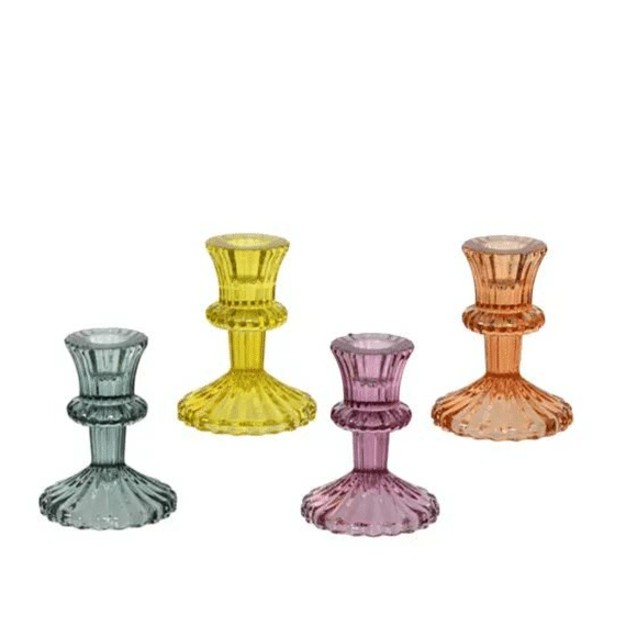 Kandelaar Glas D.8.5cm X H.10.9cm 4 Assortiment