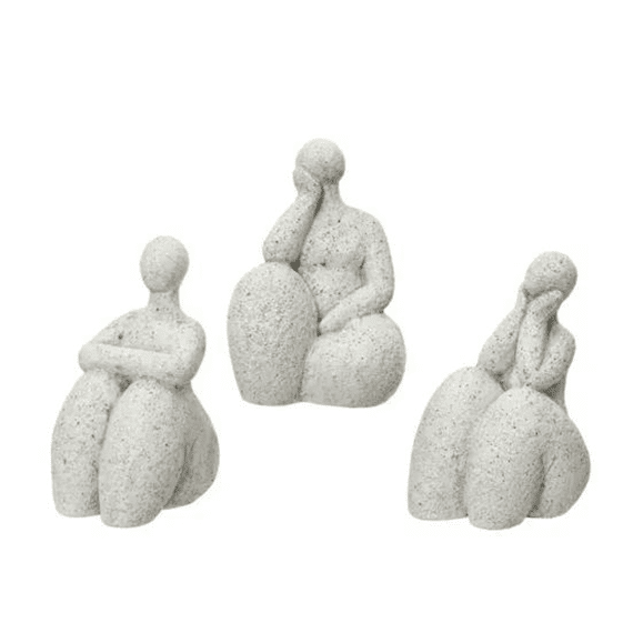 Dame Polyresin L.8.3cm X W.9cm X H.15cm Grijs 3 Assortiment