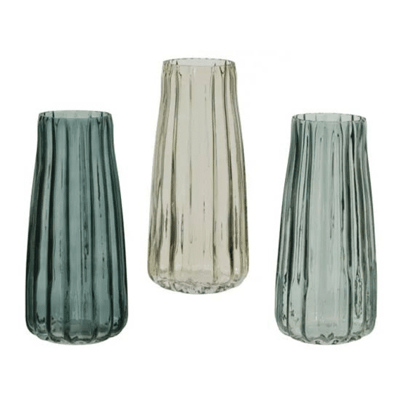 Vaas Glas D.10cm X H.21.5cm 3 Assortiment