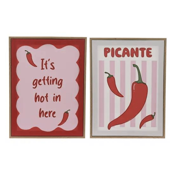 Muurdeco Canvas L.30cm X W.2.5cm X H.40cm Rood/kleur 2 Assortiment