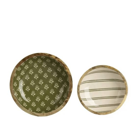 Schaal Mangohout Fsc Mix 70% D.30cm X H.6.5cm Groen/kleur