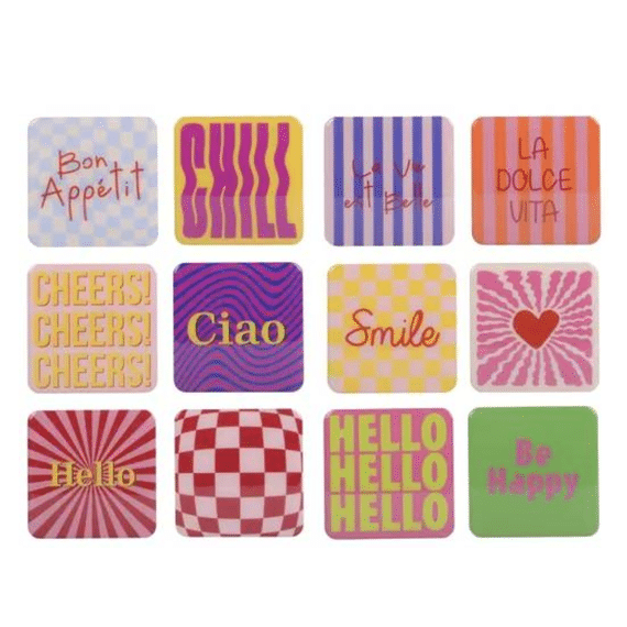 Deco Mdf L.9.5cm X W.9.5cm X H.0.5cm 12 Assortiment