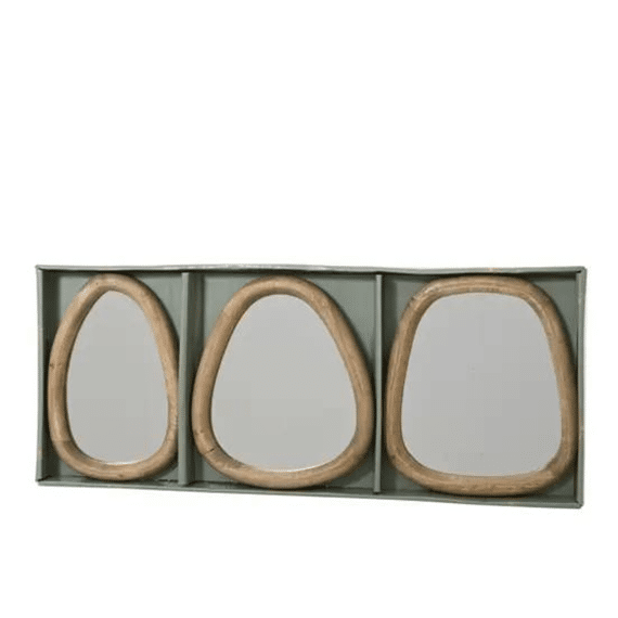 Spiegel Rubberhout L.20cm X W.1.8cm X H.22.5cm Bruin/transparant 3 Assortiment