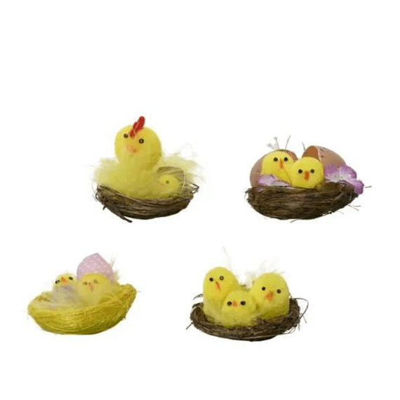 Kip Chenille D.8cm X H.4cm Geel 4 Assortiment