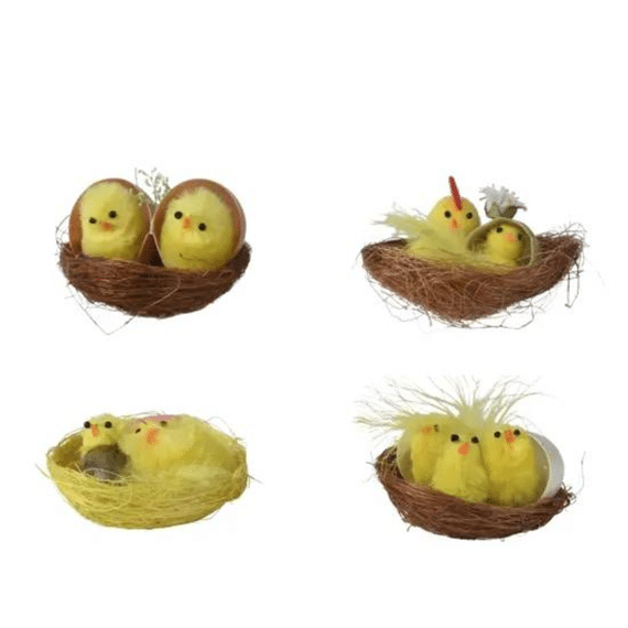 Kip Chenille D.8cm X H.4cm Geel 4 Assortiment