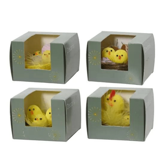 Kip Chenille D.8cm X H.4cm Geel 4 Assortiment