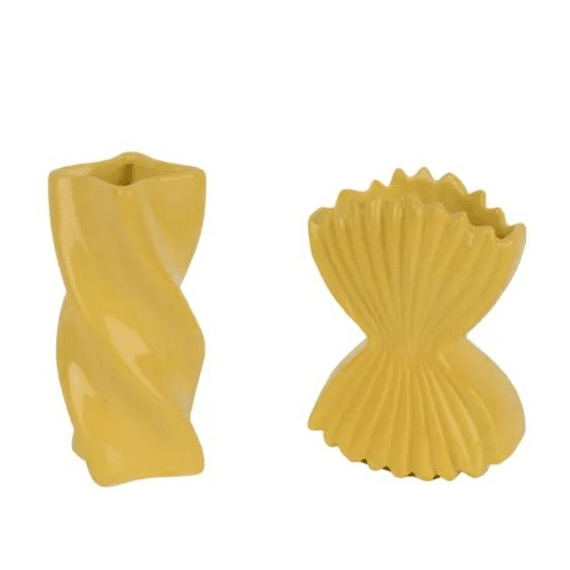 Vaas Dolomiet D.10cm X H.16cm Geel 2 Assortiment