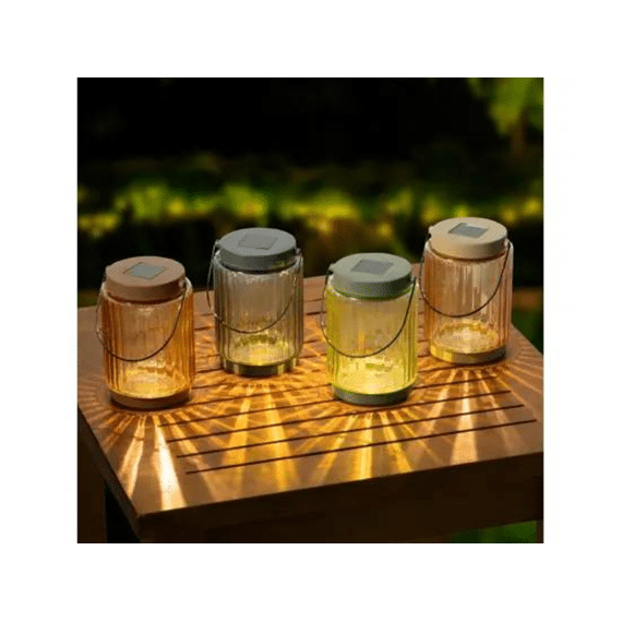 Solar Pot Glas Steady D.8.5cm X H.12cm 4 Assortiment