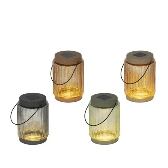 Solar Pot Glas Steady D.8.5cm X H.12cm 4 Assortiment