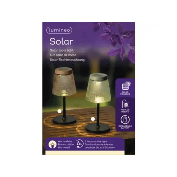 Solar Tafellamp Glas Steady D.11.5cm X H.25cm 2 Assortiment