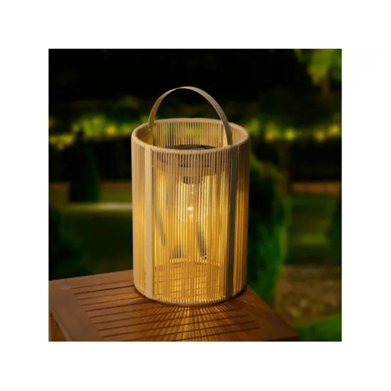 Solar Lantaarn Wicker Steady D.25.5cm X H.35cm Naturel/warm Wit