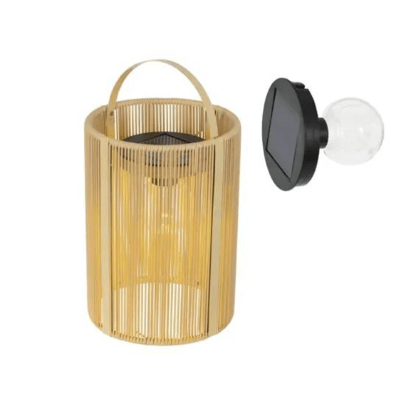 Solar Lantaarn Wicker Steady D.25.5cm X H.35cm Naturel/warm Wit