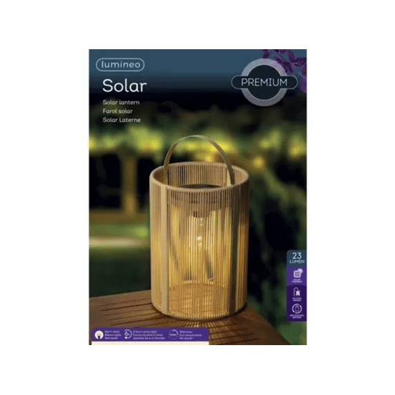 Solar Lantaarn Wicker Steady D.25.5cm X H.35cm Naturel/warm Wit