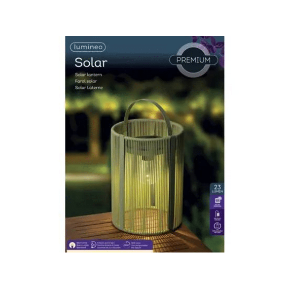 Solar Lantaarn Wicker Steady D.25.5cm X H.35cm Groen/warm Wit