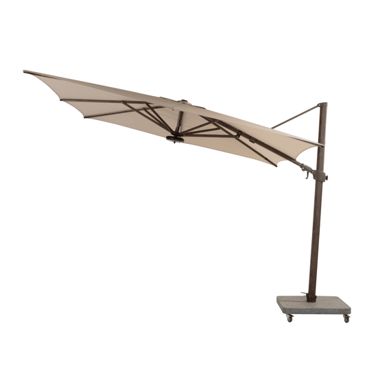 4 Seasons Parasol Siesta Premium 300x300cm Wenge Frame Beach + Voet 90kg + Wieltjes