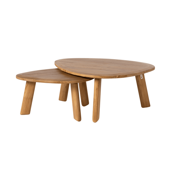 Callisto Organic Set Van 2 Bijzettafels 70x50xh35cm + 95x70xh40cm Teak Natural