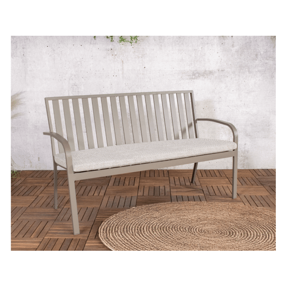 Milan Alu 3-zit Bank Taupe 150x64x90cm Met Beige Kussen